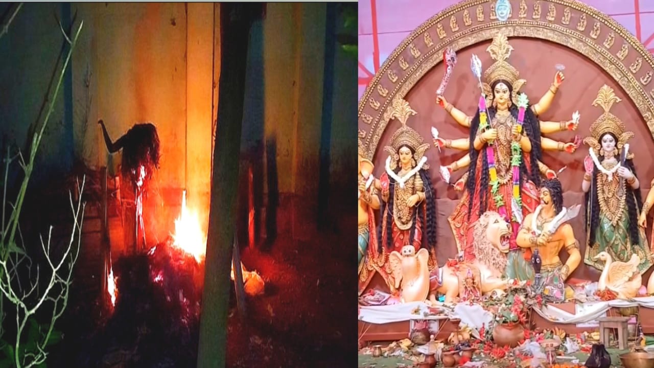 গাইবান্ধায় রাতের আঁধারে প্রতিমায় দুর্বৃত্তের আগুন